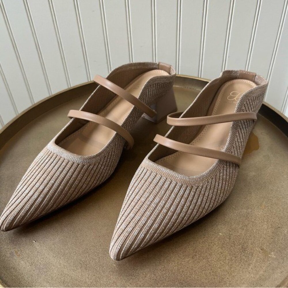 Cosy Island SOFT WAVE CUT-OUT BLOCK HEEL MULES IN APRICOT